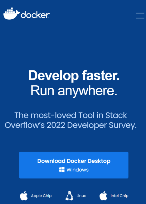 Page d'accueil de Docker