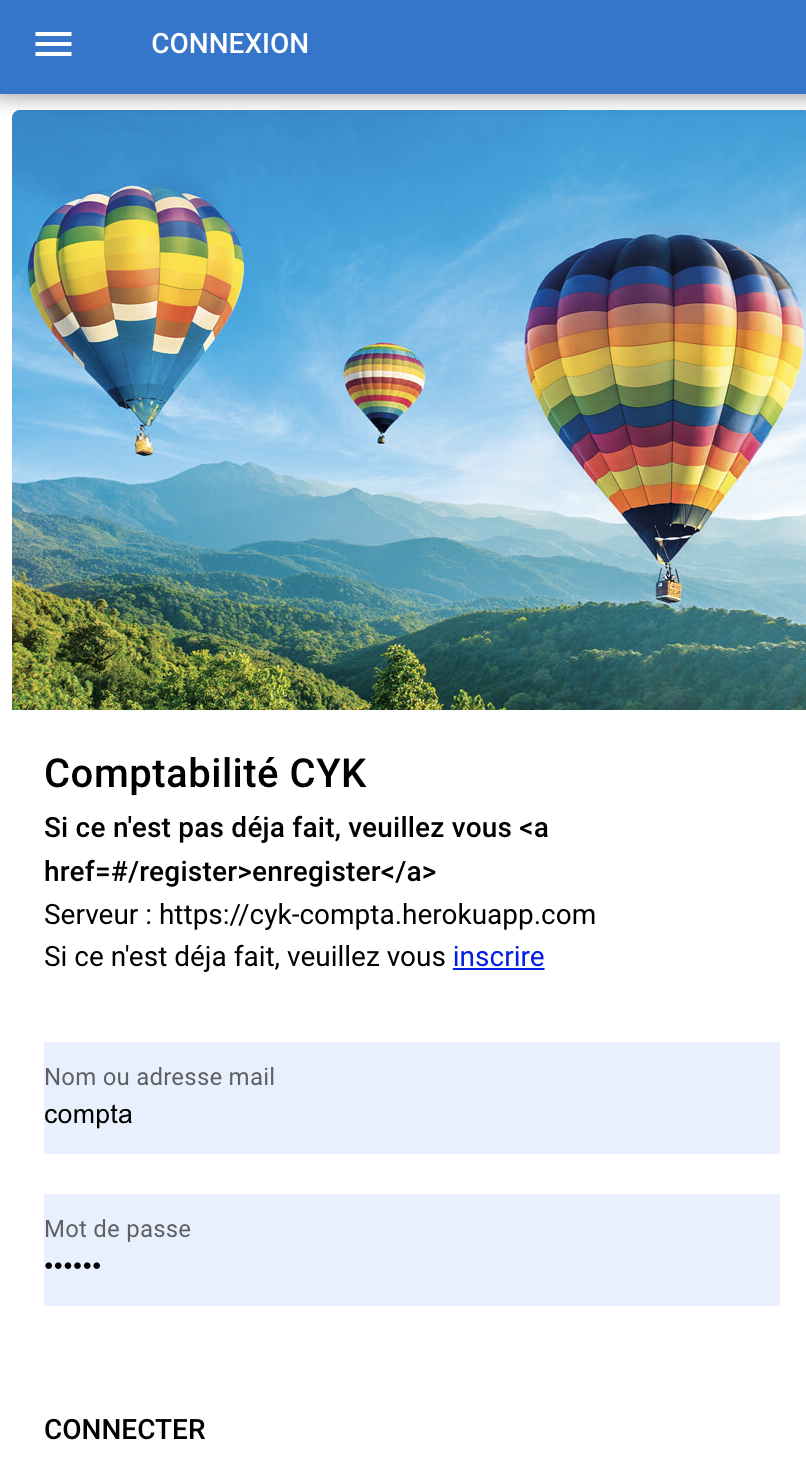 écran de connexion